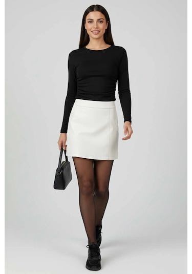 Yanı Büzgülü Bluz Siyah T4322 Siyah