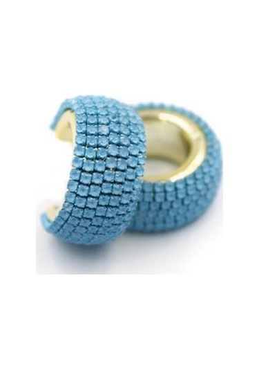 Taşlı Halka Küpe - Mavi Diğer