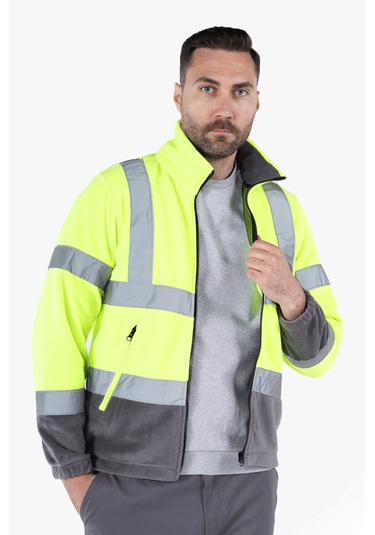 Neon Polar Ceket Sarı - Gri