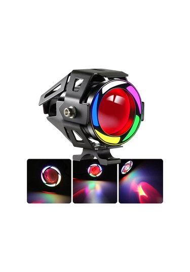 Beyaz Rgb Angel Kırmızı Şeytan Göz Çakarlı 20w Motorsiklet Sis Fa