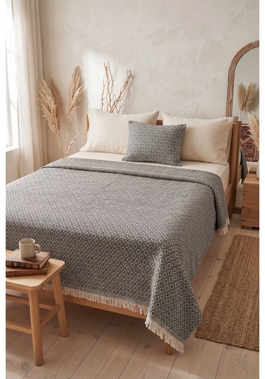 Dokuma Pike Çiftkişilik 200x220 Çok Amaçlı Bohem Yatak Örtüsü Çok Renkli