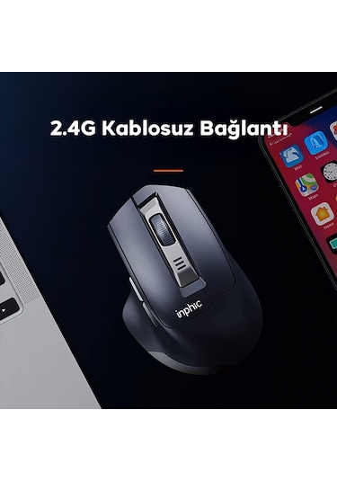 İnphic M9 Kablosuz Fare, Ergonomik Şarj Edilebilir Sessiz Kullanım 2.4g 500 Mah Usb Mouse M9