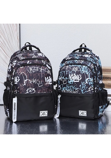 Graffiti Baskı Genç Erkek Okul Çantaları Yüksek Ortaokul Açık Vizon