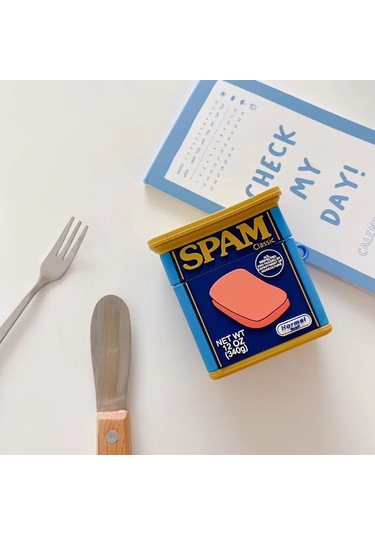 Bipower Airpods 1-2 Uyumlu Kılıf Spam Konserve Mavi