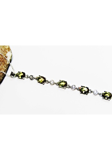 925 Ayar Gümüş Zultanit Oval Taşlı Uzun Tarz Kadın Kolye