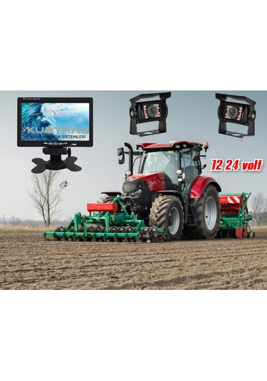 Tarımsal Araç 7 İnç Monitör 2 Adet Kamera Seti 12 24 Volt