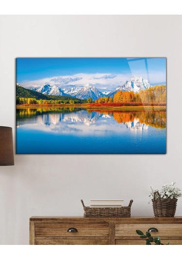 Dağ Yansıma Manzara Cam Tablo 4mm Dayanıklı Temperli Cam Mountain Reflection Landscape Glass Table25