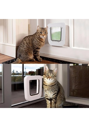 Homyl Abs Pet Kedi Küçük Köpek Manyetik Kilit Flap Beyaz