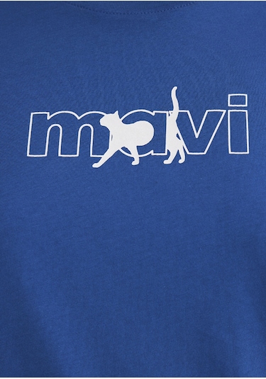 Mavi - Mavi Kedi Logo Baskılı Mavi Tişört 1611478-32213 Mavi