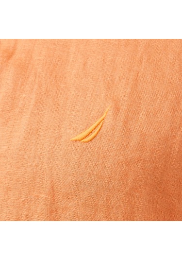 Nautica Erkek Turuncu Classic Fit Keten Gömlek Düz W55101t Turuncu