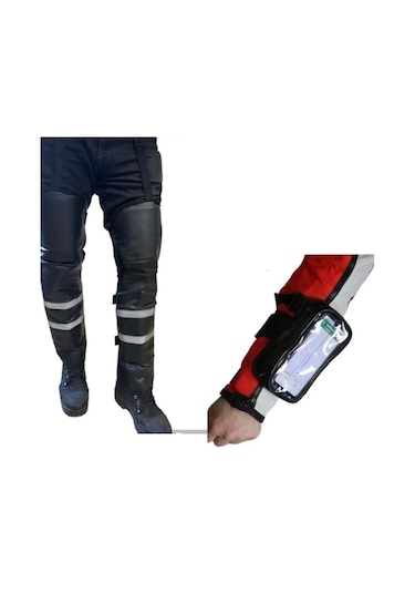 Bike Sky Deri Reflektörlü Yağmur & Rüzgar & Soğuğa Karşı Diz & Bacak Koruma + Telefon Tutucu Kol Çantası Siyah