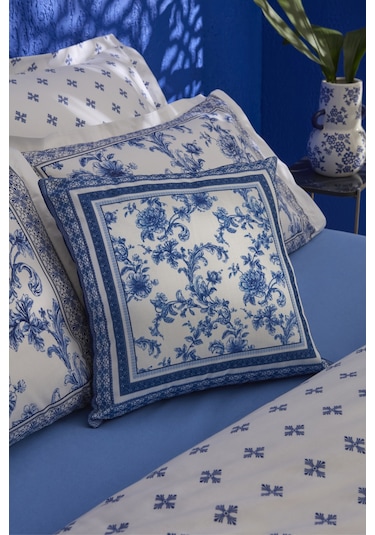 Karaca Home Rosario Dolgulu Kırlent 45x45 Cm Mavi Beyaz Mavi