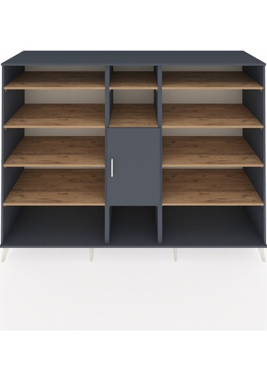 Kronos Dolap 12 Raflı Tek Kapaklı 220x59x163 Antrasit-antrasit/ç Antrasit-antrasit/çam