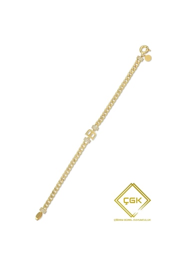 Çgk Çiğdem Gürel Kuyumculuk 14 Ayar B Harfi Gurmet Altın Bileklik Çok Renkli