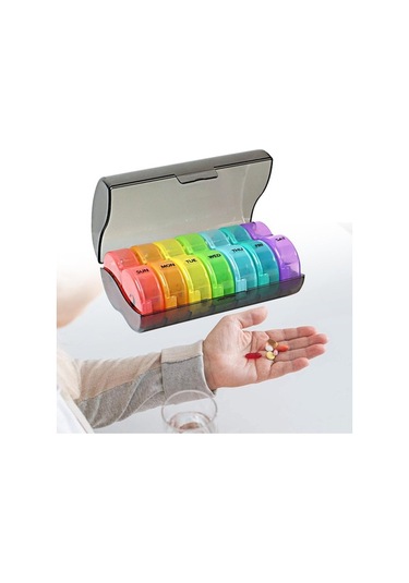 Pazly Suntek Siyah-ve-çok-renkli Magideal Kutusu Kabı Hap Haftalık Günlük 7 Sv Altın