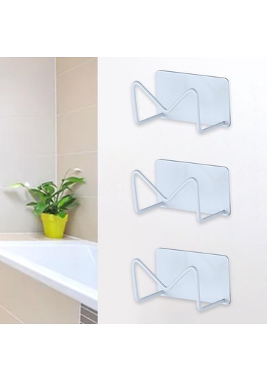 Suntek Mutfak Sünger Tutucu Çamaşırhane Su Geçirmez Kanca Beyaz 3 Parça Çok Renkli