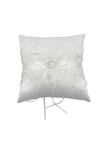 Monyee Beyaz Saten Ve Perya İçeren Nikah Çiçek Sepeti İle Yüzük Yastığı Seti Pmtz-075 Yeşil