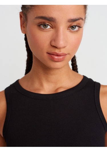 Dilvin 91381 Yırtmaç Detaylı Midi Boy Elbise-siyah Siyah