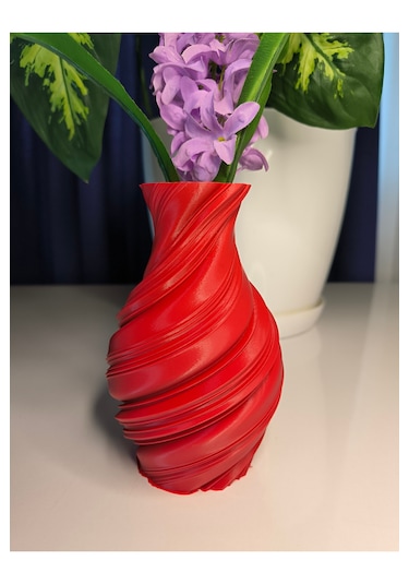 Bohem Tarzda Dekoratif Vazo - 15cm Kırmızı