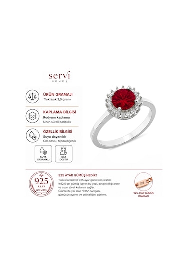 Servi 925 Ayar Gümüş Rainbow Taşlı Yüzük-30