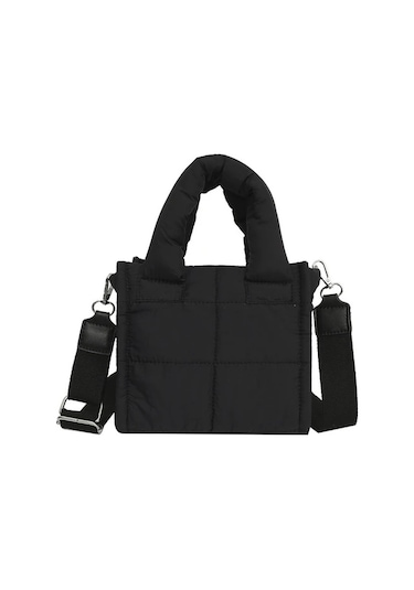 Elmpaly Siyah Hafif Polyester Quilted Desenli Çok Bölmeli Sırt Çantası Kadın Günlük Seyahat El Çantası Siyah