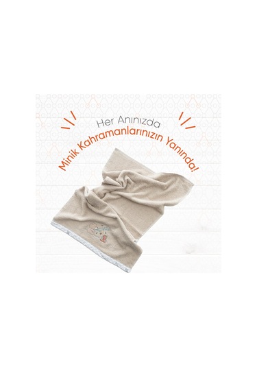 Gezenbebe Hero Nakışlı Bebek Çocuk El Ve Baş Havlusu 50x90 Bej