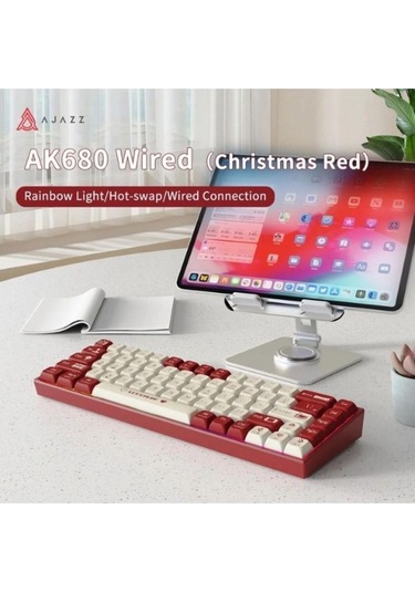 Ak680 Kablolu Red Switch Mekanik Klavye-rainbow Aydınlatma Hot-swap