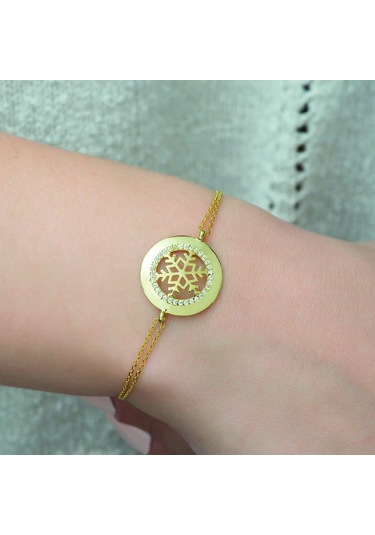 925 Ayar Gümüş Gold Kar Tanesi Bileklik Gümüş - Rose Gold