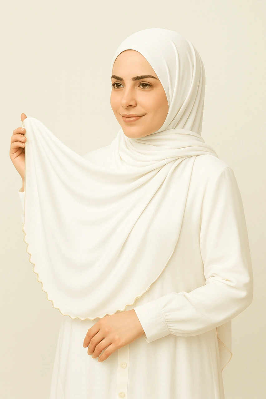 Enba Premium Jersey Sandy Şal - 75x190 Cm Kırık Beyaz