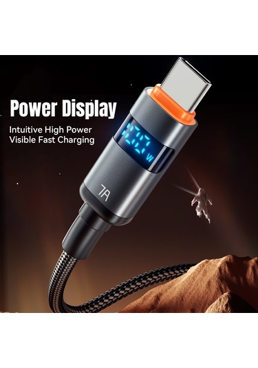 Essager Es-x61 2m Usb'den Type-c'ye Kablo 7a Dijital Ekranlı Telefon Hızlı Şarj Veri Kablosu