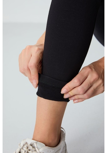 Tommy Life Siyah Yüksek Bel Termal Slim Fit Dar Paça Kadın Tayt - 94577 SiYAH