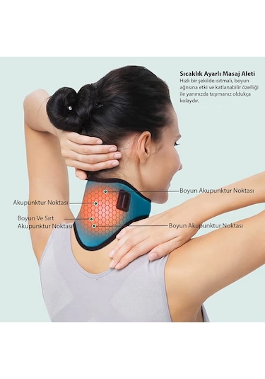 Hymark Servikal Usb 3 Seviye Sıcaklık Elektrikli Zaman Ayarlı Boy Açık Mavi