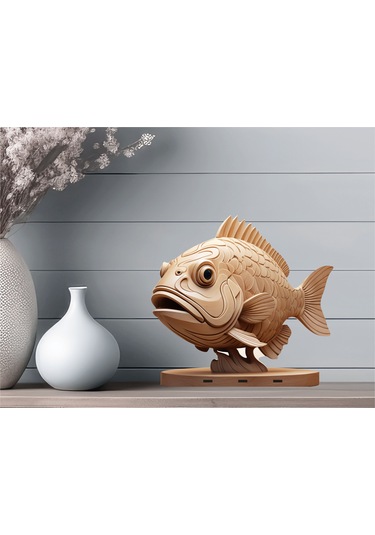 3d Ayaklı Ahşap Heykel Fotoğraf Baskı V2