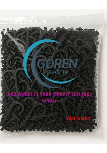 Pex Dubelli Yere Tespit Kılçık Siyah 250'li Paket - Yerden Isıtma Boru Sabitleme Aparatı