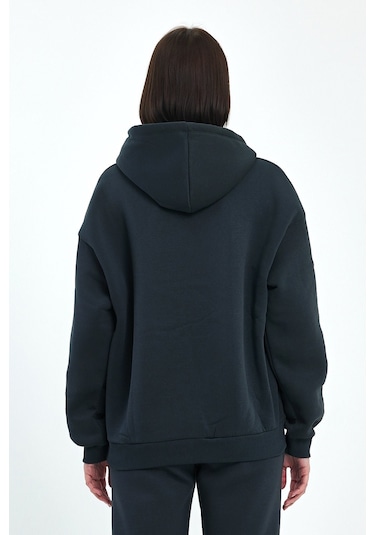 Odda Kadın Kapüşonlu Şardonlu Sweatshirt Antrasit