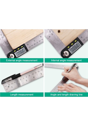 300mm 2'si 1 Arada Dijital Açı Bulucu Metre İletki Gonyometresi Cetvel