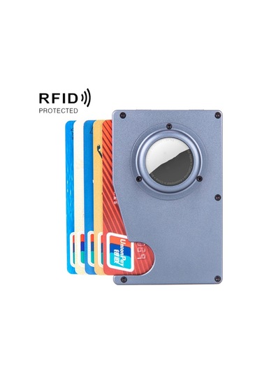 Airtag İçin Tracker Kart Tutucu Anti Loss Rfıd Cüzdan Kart Tutucu Gri