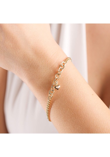 Altın Ataç Bileklik Kalp Formlu Sarı Altın