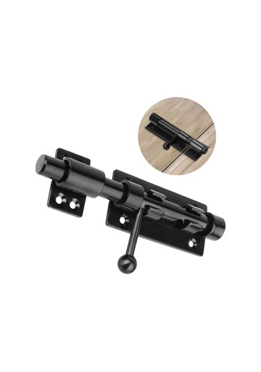 İnç Asma Kilit Deliklerine Sahip Sağlam Sürgülü Kapı Kilidi, 160 Mm Mat Siyah Paslanmaz Çelik, 14 Mm Çapında Sürgülü Silindirli Kapı Kilidi