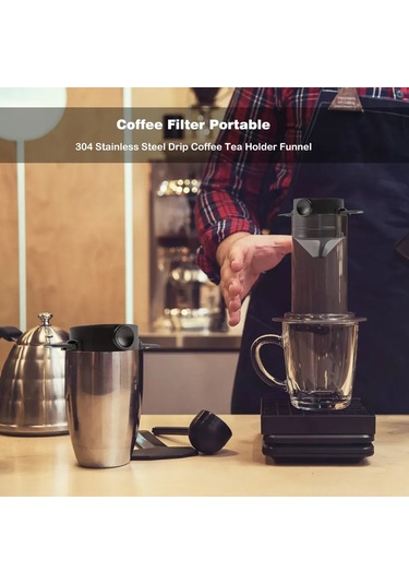 Neevoyu Ecobrew Çift Katmanlı Metal Kahve Filtresi, Kağıt Gereksinimi Olmadan Saf Aroma, İtalyan Kahve Makinaları Uyumlu, Taşınabilir Ve Kolay Temizlenir Siyah