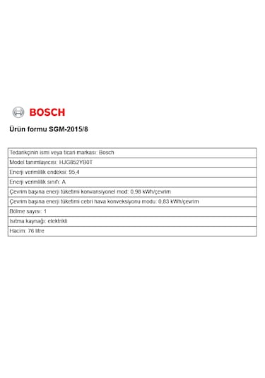 Bosch Serie 6 HJG852YB0T 76 LT Ankastre Fırın