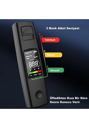 Hymark Taşınabilir Alkol Ölçüm Test Cihazı Trafik Alkol Tester Yüksek Hassasiyet Hızlı Tepki Şarjlı Dahili Pil Diğer