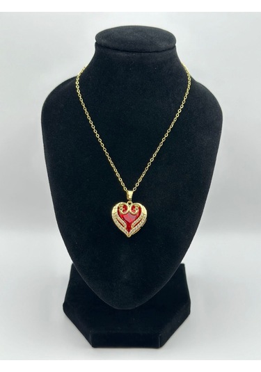 Arnes Jewelry Çelik Zirkon Taşlı Kalpli Kolye Ar484nes Gold