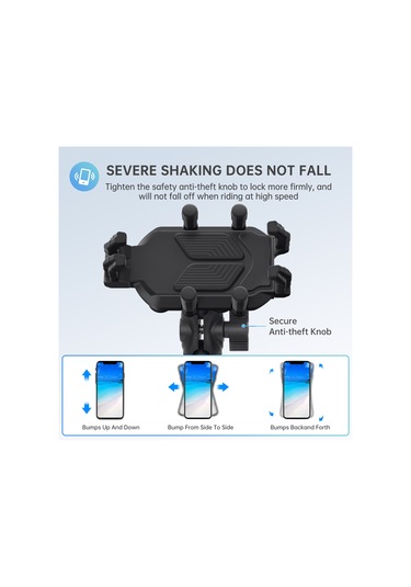 Tenfowee Motorsiklet İçin Cnc Aynalı Ayarlanabilir 8 Kollu Telefon Tutucu - Çalınma Önleyici Ve Titreşim Azaltıcı Siyah