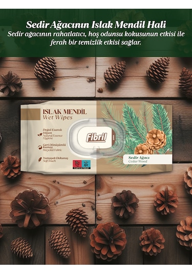 Fibril Sedir Ağacı Kokulu Islak Mendil 12x90 Lı Paket 1080yaprak