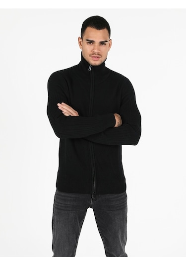 Colin's Slim Fit Erkek Siyah Hırka CL1051630_Q1.V2_BLK Colin's Slim Fit Erkek Siyah Hırka CL1051630_Q1.V2_BLK