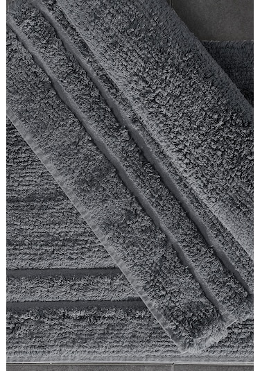 Yataş Bedding Felicia Banyo Paspası Seti - Antrasit (50x60 cm + 60x100 cm) Antrasit