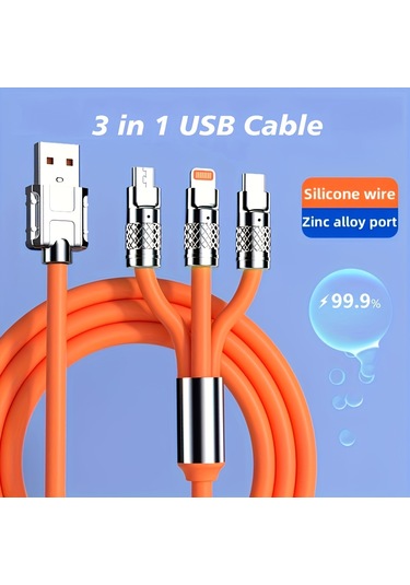 3'ü 1 Arada Renkli 15w Usb Type-c Şarj Kablosu Diğer
