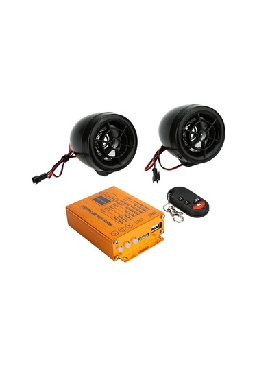 Moly Mp3 Çalar + Fm Radyo + Güvenlik Alarmı + Kablosuz Kumanda, Siyah 12v, 2x10w Motosiklete Uygun