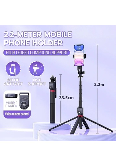 Dongjing P220 Selfie Çubuğu Tripod 220cm Geri Çekilebilir